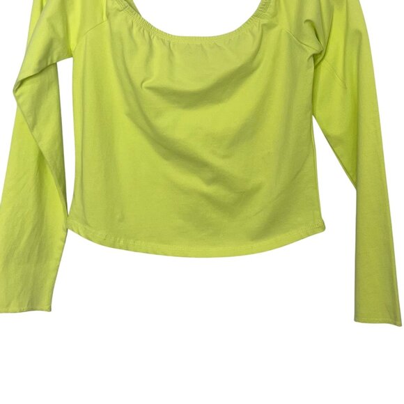 BDG Urban Outfitters Alex Off The Shoulder Shirt Womens Large Lime Green New WOT - Picture 4 of 7